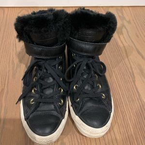 Faux fur lined converse sneakers